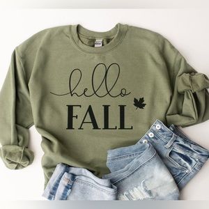 Hello Fall Sweatshirt Womens sz large Autumn. Fall . Pumpkins . Leaves